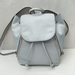 Rebecca Minkoff Sky Blue Pebbled Leather Zipper Drawstring Top Handle Backpack